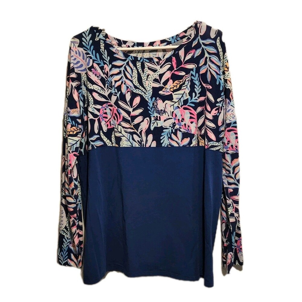 Lilly Pulitzer Finn Top Oyster Bay Navy Size XL